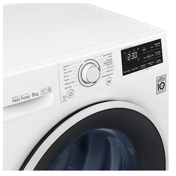 Sèche-linge LG RC80U2AV4D 8 kg à chargement frontal, double inverter, Eco Hybrid, Wi-Fi, classe A++