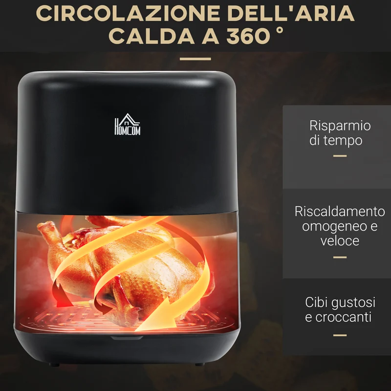 Friteuse à air chaud EASYCOMFORT 12-en-1, 3 litres, 1300 W, avec 12 programmes, accessoires et écran LED, noire