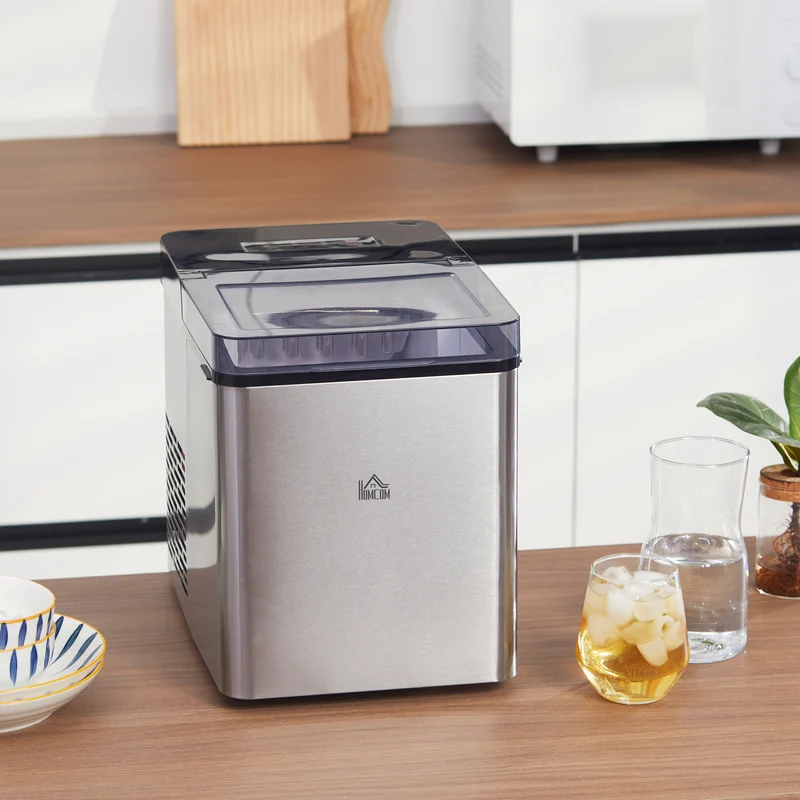 Machine à glaçons autonettoyante Easycomfort avec 2 tailles de glaçons, capacité de 15 kg en 24 h, réservoir de 2,1 L