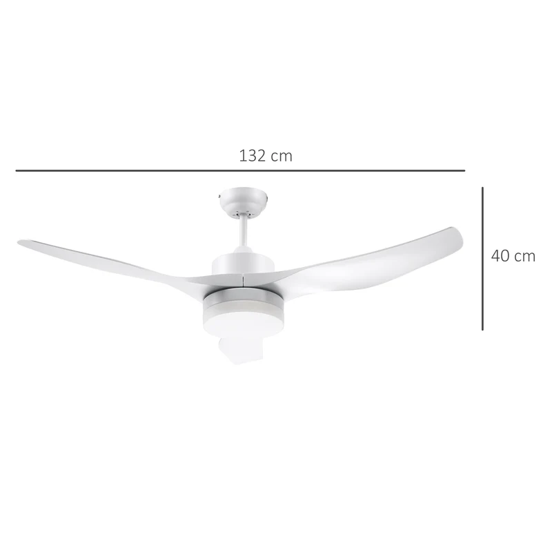 Ventilateur de plafond Easycomfort avec éclairage LED à 3 modes et télécommande, 6 vitesses, 132 x 40 cm