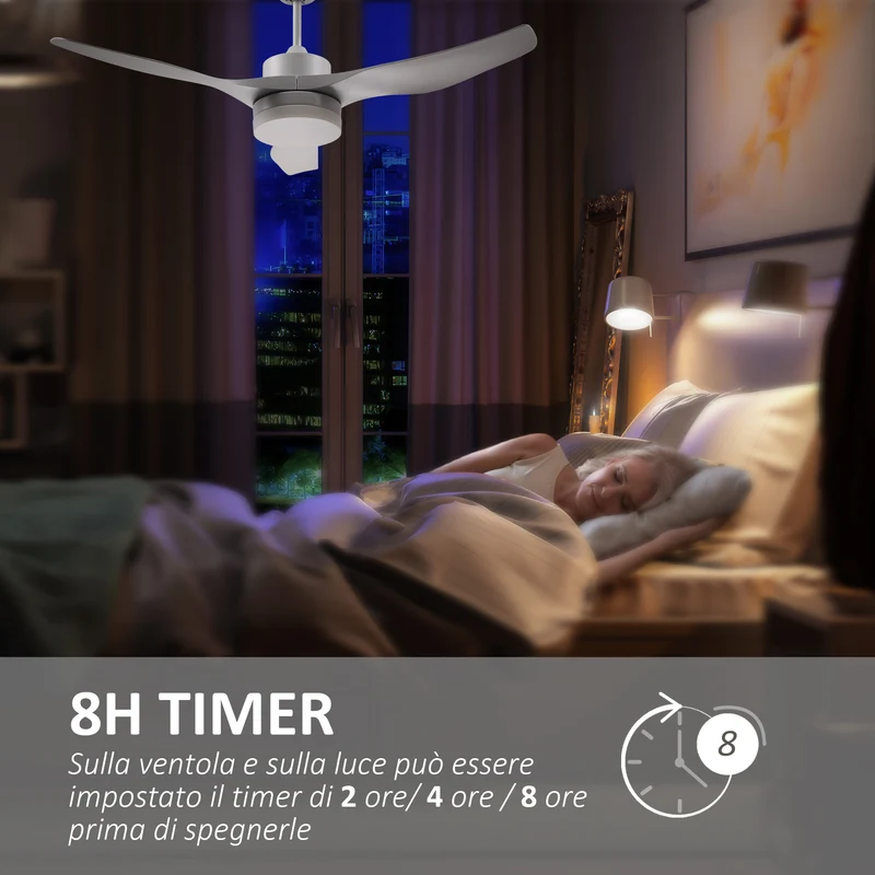 Ventilateur de plafond Easycomfort avec éclairage LED à 3 modes et télécommande, 6 vitesses, 132 x 40 cm