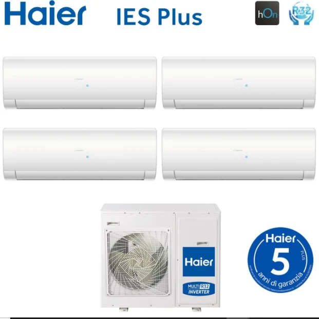 Climatiseur quadri-split inverter Haier série IES PLUS 7+7+15+15 avec 4U85S2SR3FA R-32 Wi-Fi intégré 7000+7000+15000+15000 - Neuf