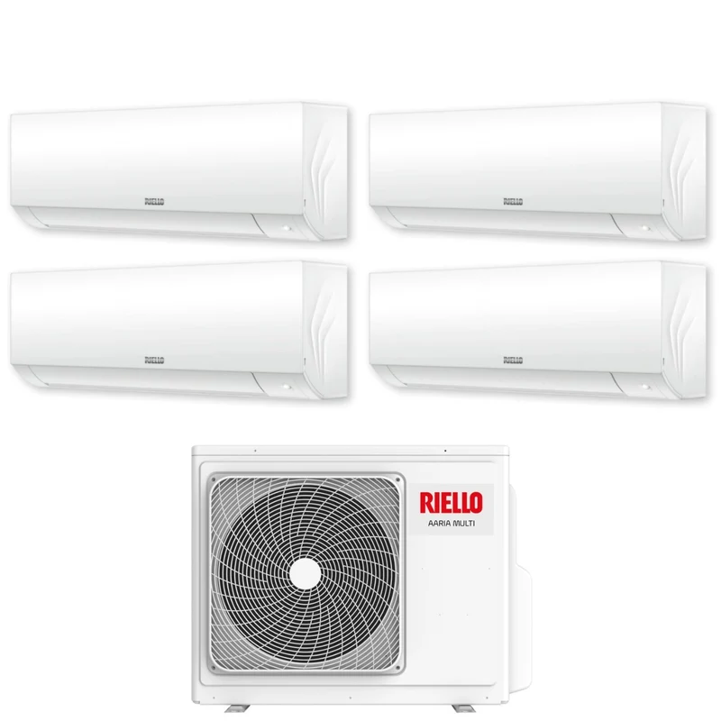 Climatiseur quadri-split inverter Riello AARIA PLUS série I 9+12+12+12 avec AARIA MULTI 485 PI R-32 Wi-Fi intégré 9000+12000+12000+12000