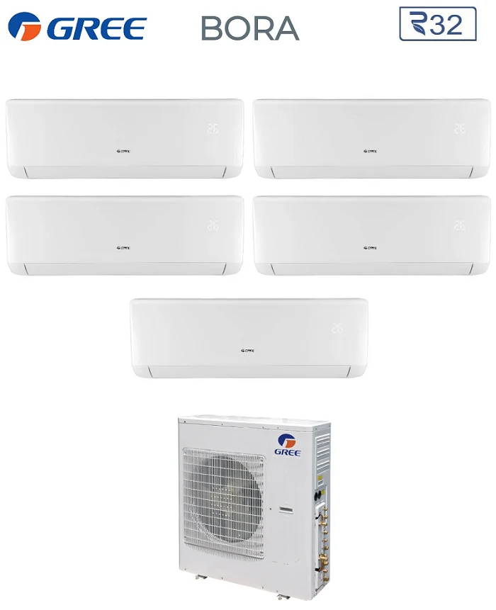 Climatiseur penta-split inverter Gree série BORA 9+9+12+12+12 GWHD42NK6LO R-32 9000+9000+12000+12000+12000