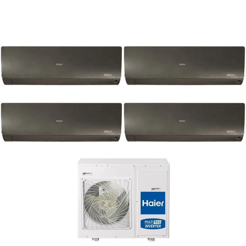 Climatiseur quadri-split inverter Haier série FLEXIS PLUS NOIR 7+7+7+15 avec 4U85S2SR3FA R-32 Wi-Fi intégré Couleur noire 7000+7000+7000+15000