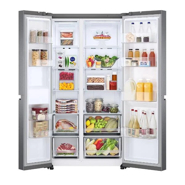 Réfrigérateur côte à côte LG GSBV70DSTM No Frost 655 litres Classe F (H 179 x L 91,3 x P 73,5 cm) Porte et technologie Linear Cooling Compresseur Smart Inverter