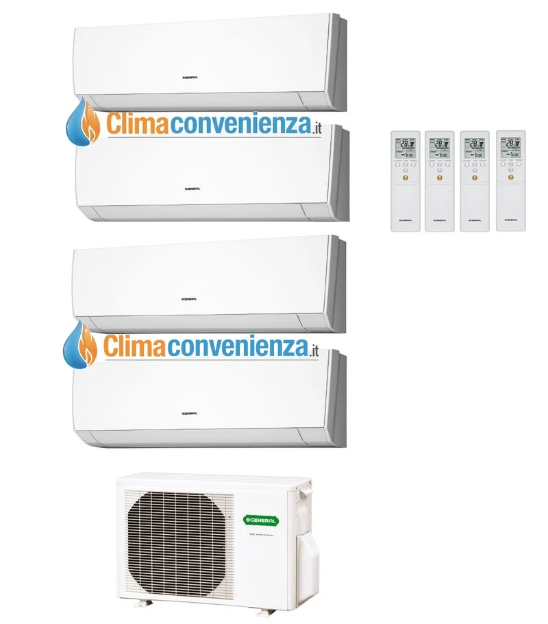 Climatiseur quadri-split inverter quadripolaire Fujitsu General série LM 7000+9000+12000+14000 avec AOHG30LAT4 7+9+12+14 LMCA