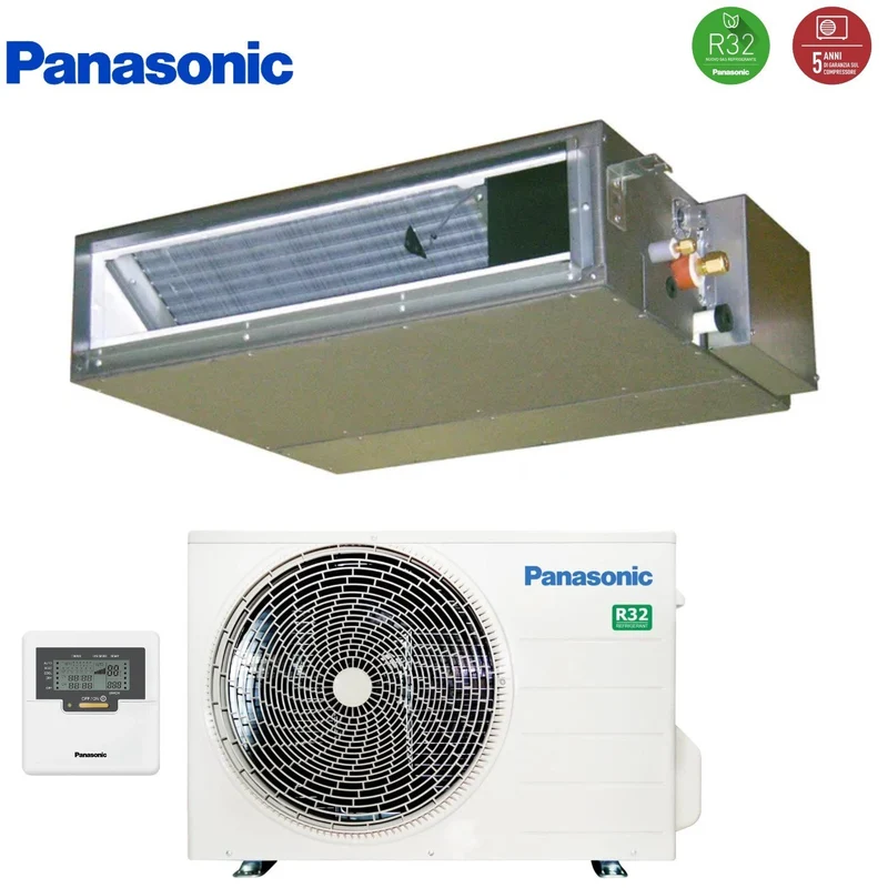 Climatiseur gainable Panasonic Inverter, basse pression, 12 000 BTU, CS-Z35UD3EAW + CU-Z35UBEA R-32, Wi-Fi en option, classe A+, avec télécommande filaire incluse