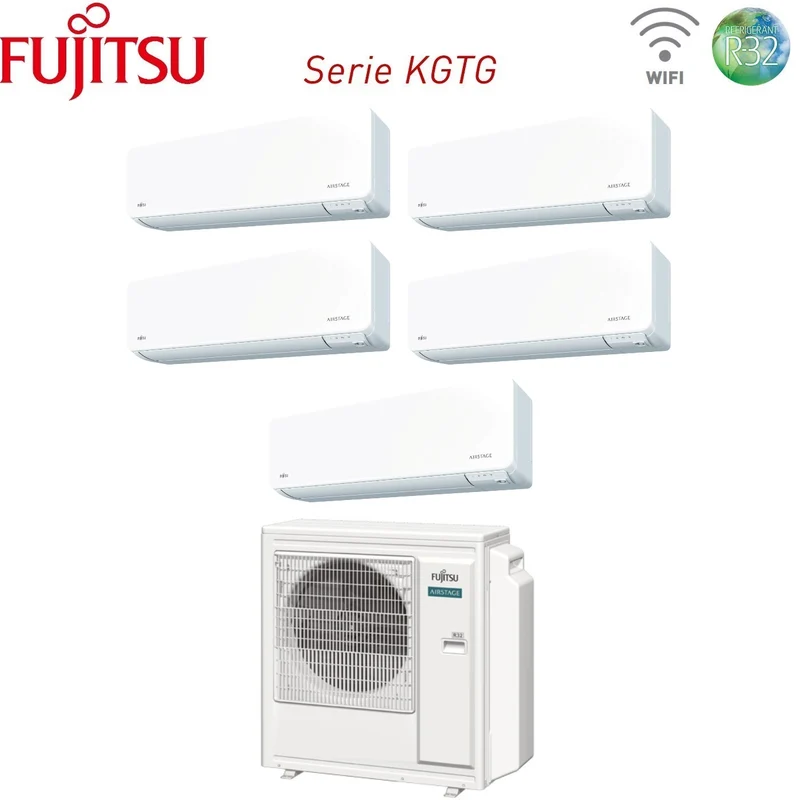 Climatiseur penta-split inverter Fujitsu série KG AIRSTAGE 9+9+9+9+12 avec AOEG36KBTA5 R-32 Wi-Fi intégré 9000+9000+9000+9000+12000
