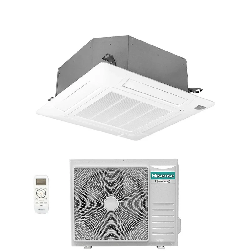 Climatiseur cassette Hisense Inverter série SUPER 24 000 BTU ACT71UR4RJC8 + AUW71U4RJ7 R-32 Wi-Fi en option Classe A++/A+ avec télécommande et panneau inclus