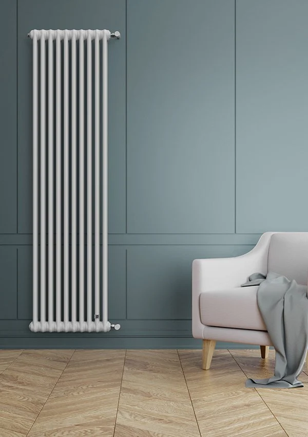Radiateur complet multicolonnes tubulaire en acier DL De Longhi 2 colonnes de 3 à 20 éléments Hauteur 2000 mm entraxe 1930 mm complet avec bouchons et réducteurs 20 éléments h. 2000