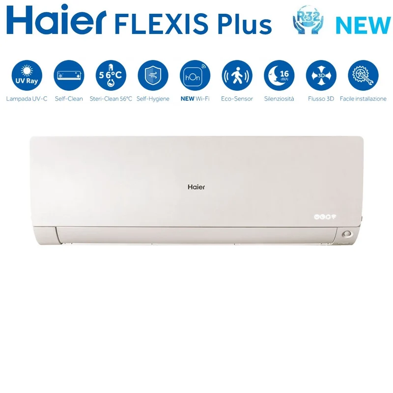 Climatiseur quadri-split inverter Haier FLEXIS PLUS WHITE série 7+9+12+18 avec 4U75S2SR3FA R-32 Wi-Fi intégré Couleur blanche 7000+9000+12000+18000