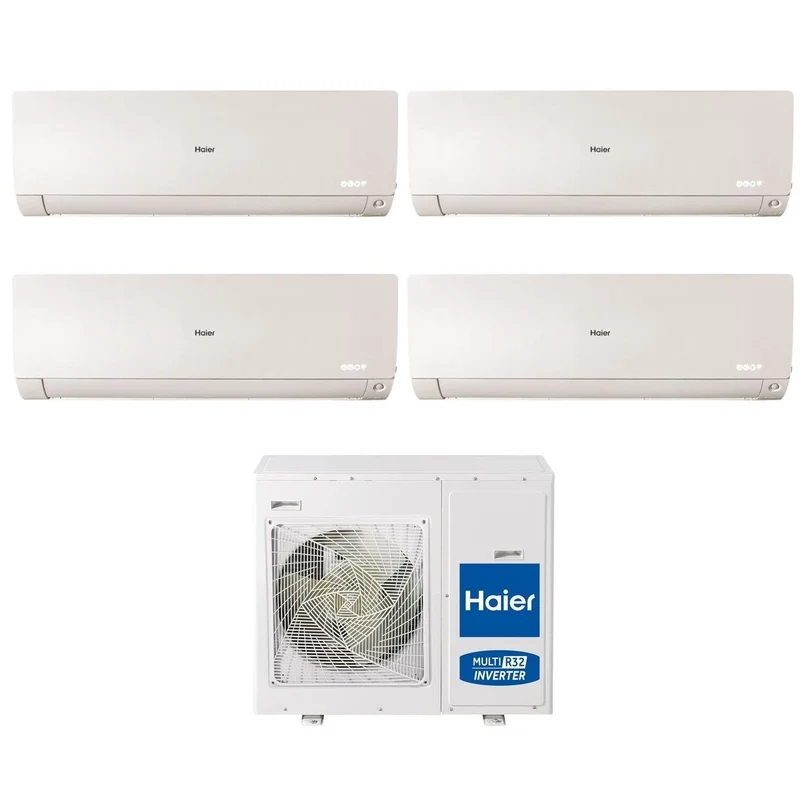 Climatiseur quadri-split inverter Haier série FLEXIS PLUS BLANC 9+9+9+12 avec 4U85S2SR3FA R-32 Wi-Fi intégré, couleur blanche 9000+9000+9000+12000
