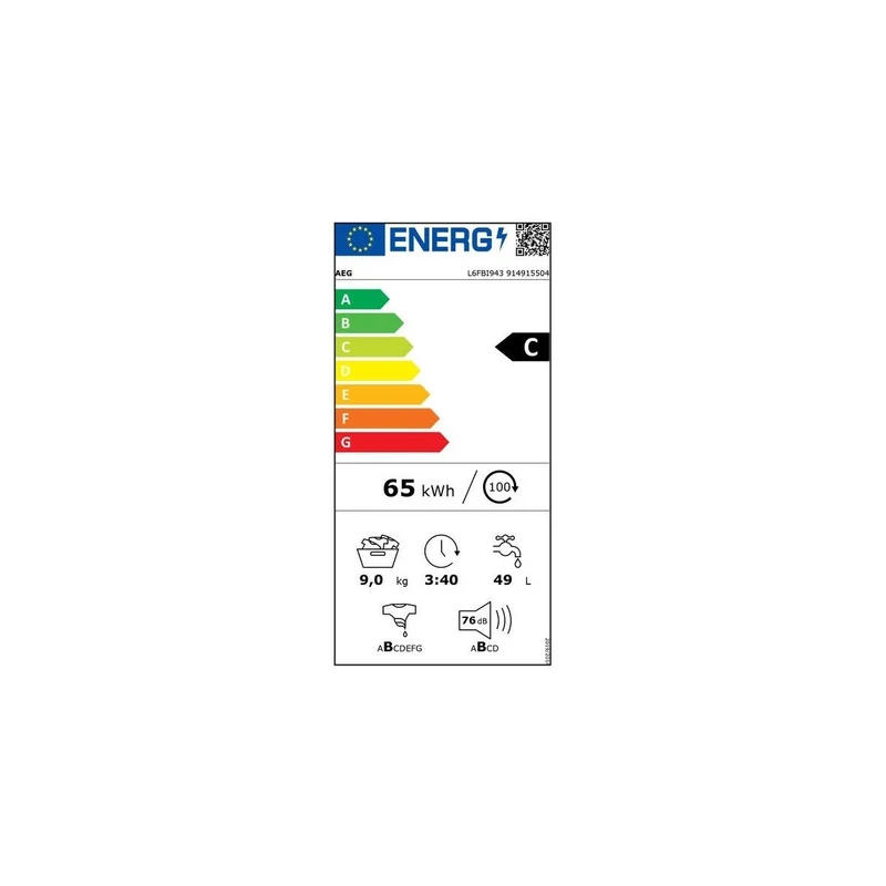 Lavatrice a Carica Frontale Aeg 9 Kg SERIE 6000 Tecnologia ProSense 1400 Giri L6FBI943 Classe C