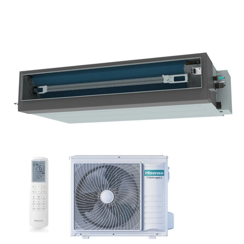 Climatiseur gainable Hisense Inverter série SUPER 24 000 BTU AUD71UX4RFM8 + AUW71U4RJ7 R-32 Wi-Fi en option Classe énergétique A++/A+ avec télécommande incluse
