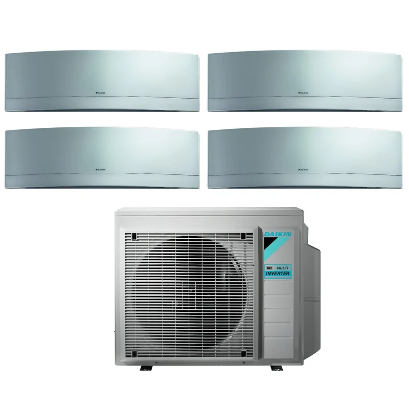 Climatiseur quadri-split inverter Daikin Bluevolution Quadri EMURA SILVER série 9+9+9+18 avec 4MXM80N R-32, Wi-Fi intégré, 9000+9000+9000+18000 BTU, couleur argent - Garantie italienne