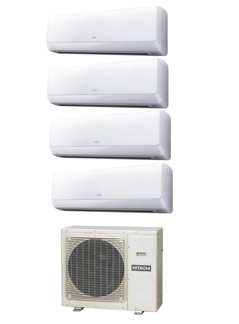 Climatiseur quadri-split Hitachi Akebono 9+9+12+12 avec RAM-70NP4E R-32 Wi-Fi en option 9000+9000+12000+12000