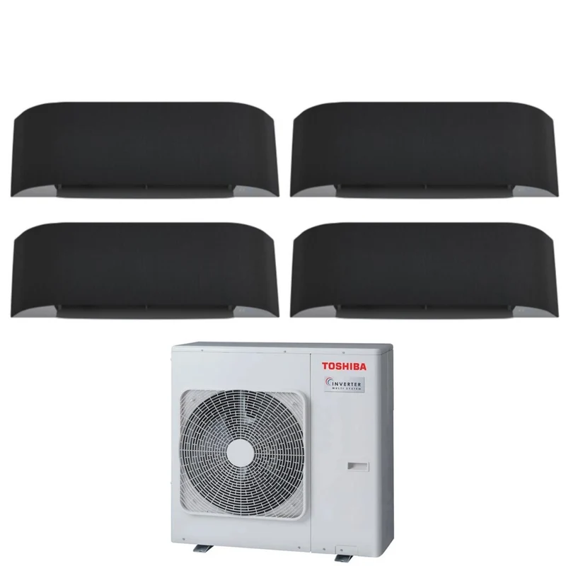 Climatiseur Toshiba HAORI Series 10+10+10+10 (9+9+9+9) Quad Split Inverter RAS-4M27U2AVG-E R-32 avec Wi-Fi intégré, 10 000 W (9 000 W, 9 000 W, gris foncé), 10 000 W (9 000 W, 9 000 W, gris foncé)