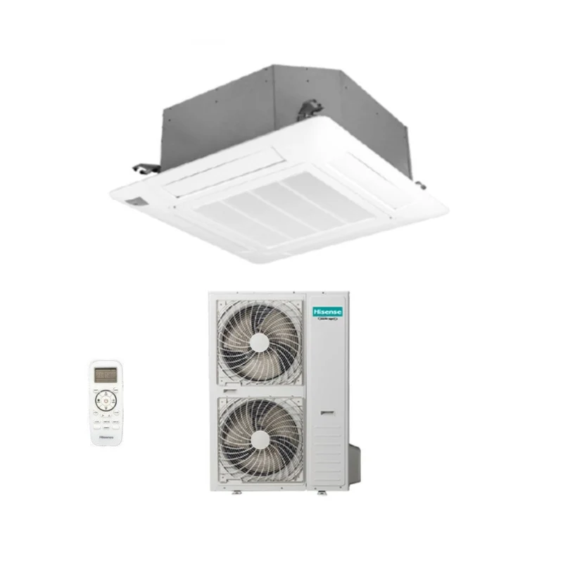 Climatiseur cassette Hisense AUC175UR4RHB4 60 000 BTU, triphasé R-32, Wi-Fi en option, télécommande et panneau inclus - Neuf