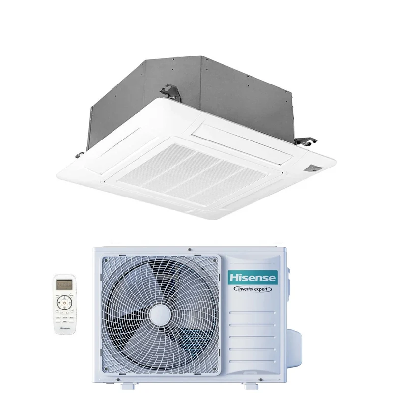 Climatiseur cassette Hisense Inverter série SUPER 18 000 BTU ACT52UR4RCC8 + AUW52U4RS7 R-32 Wi-Fi en option Classe A++/A+ avec télécommande et panneau inclus