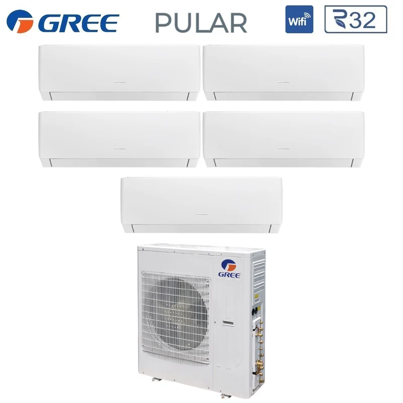 Climatiseur penta-split inverter Gree série PULAR 9+12+12+12+12 avec GWHD(42)NK6LO R-32 Wi-Fi intégré 9000+12000+12000+12000+12000