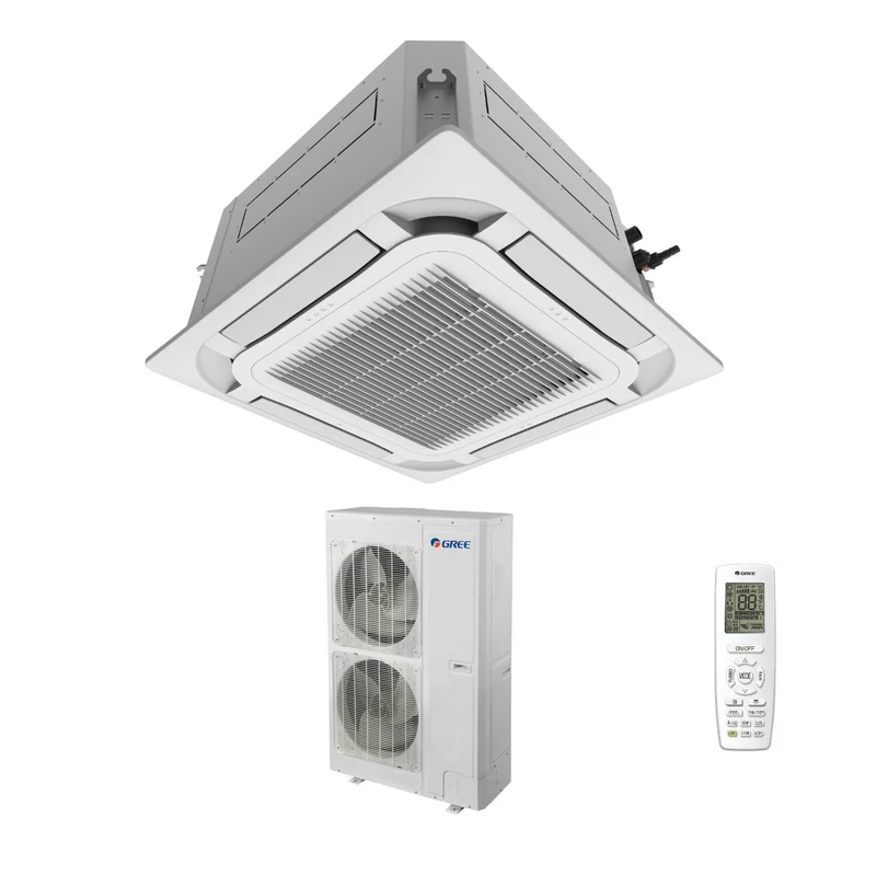 Climatiseur cassette Gree GUD160T/AT 60 000 BTU, 8 voies, R-32, Wi-Fi en option, triphasé, avec télécommande et panneau inclus - Neuf