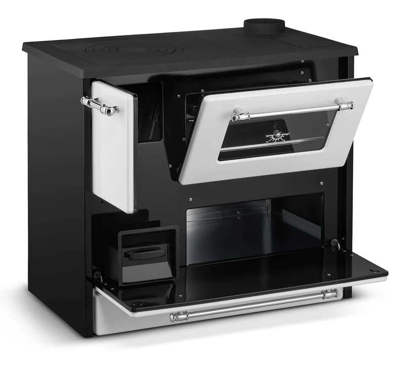 Poêle à bois de cuisine 9 kW Blanc Beatrice L87 x P51 x H79 Ecodesign