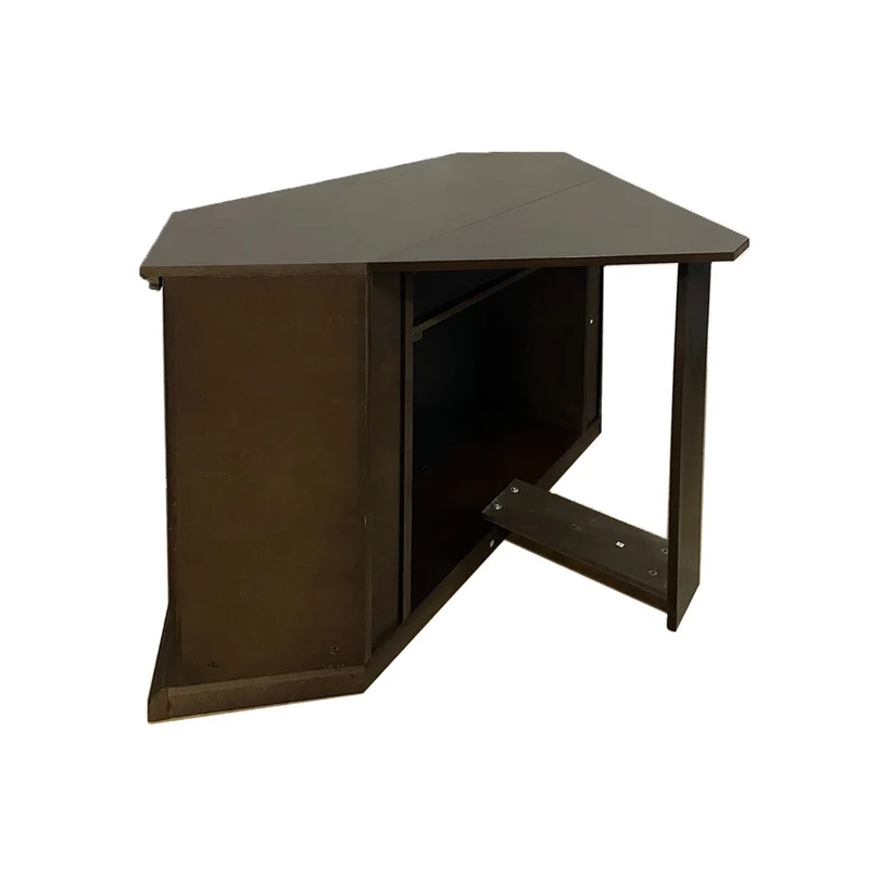 Cheminée électrique d'angle MADISON sur pied en bois de noyer L126 x P78 x H83