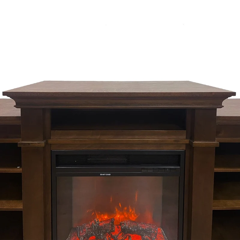 Cheminée électrique BIDEN sur pied en bois de noyer L179 x P48 x H85