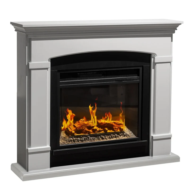 Cheminée électrique sur pied ADAMS en bois blanc L107 x P24 x H95,2