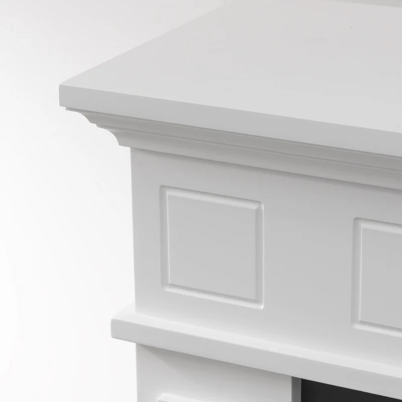 Cheminée électrique sur pied JEFFERSON en bois blanc, L 89,5 x H 90,5 x P 28