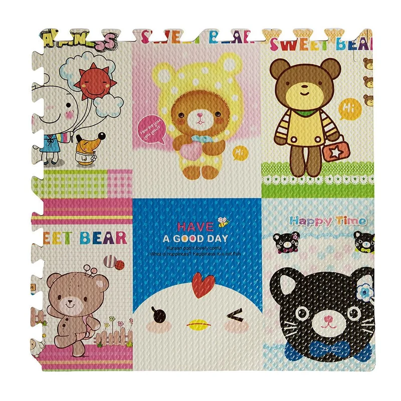 Lot de 4 tapis puzzle amusants et souples de 60 x 60 x 1 cm pour enfants, pour jouer à l'intérieur.