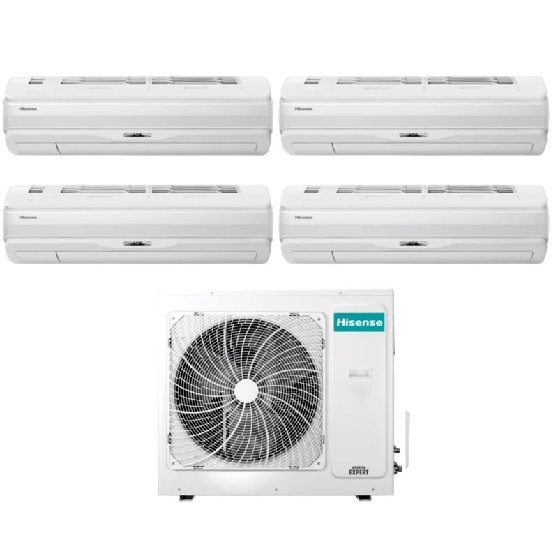 Climatiseur Hisense Quadri Split Inverter SILENTIUM PRO série 9+9+9+9 avec 4AMW105U4RAA R-32 Wi-Fi intégré 9000+9000+9000+9000 - Nouveau