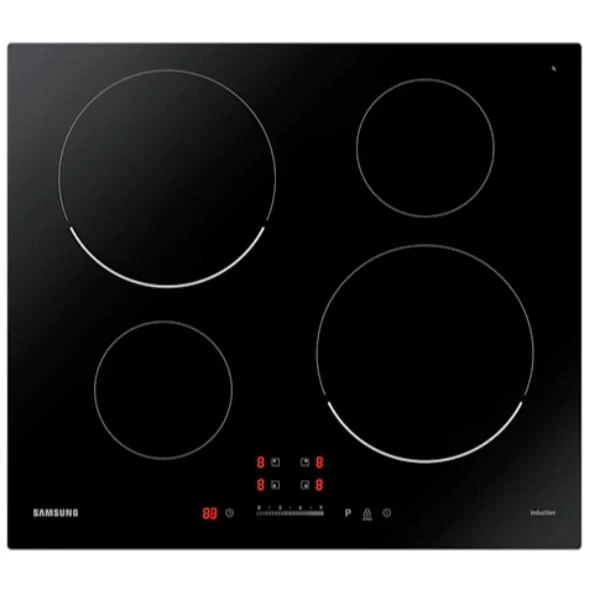 Plaque de cuisson à induction Samsung NZ64T3707AK 4 feux (L 59 x P 52 cm) en verre noir avec commandes tactiles coulissantes