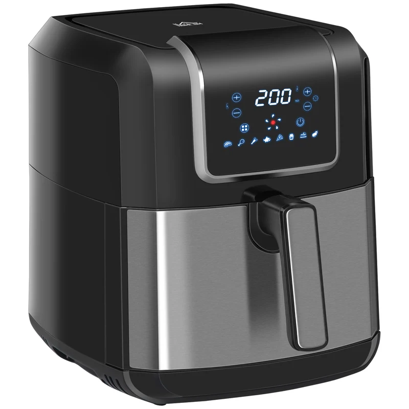 Friteuse à air Easycomfort 8 en 1, 6,5 litres, 1700 W, avec 12 programmes, accessoires et écran LED, noire