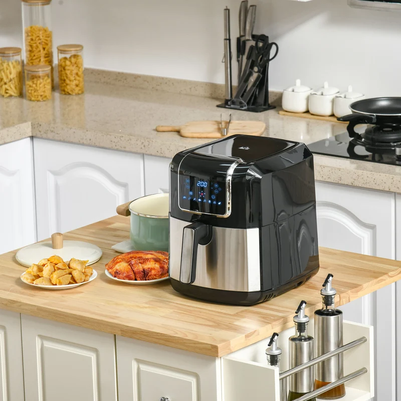 Friteuse à air Easycomfort 8 en 1, 6,5 litres, 1700 W, avec 12 programmes, accessoires et écran LED, noire