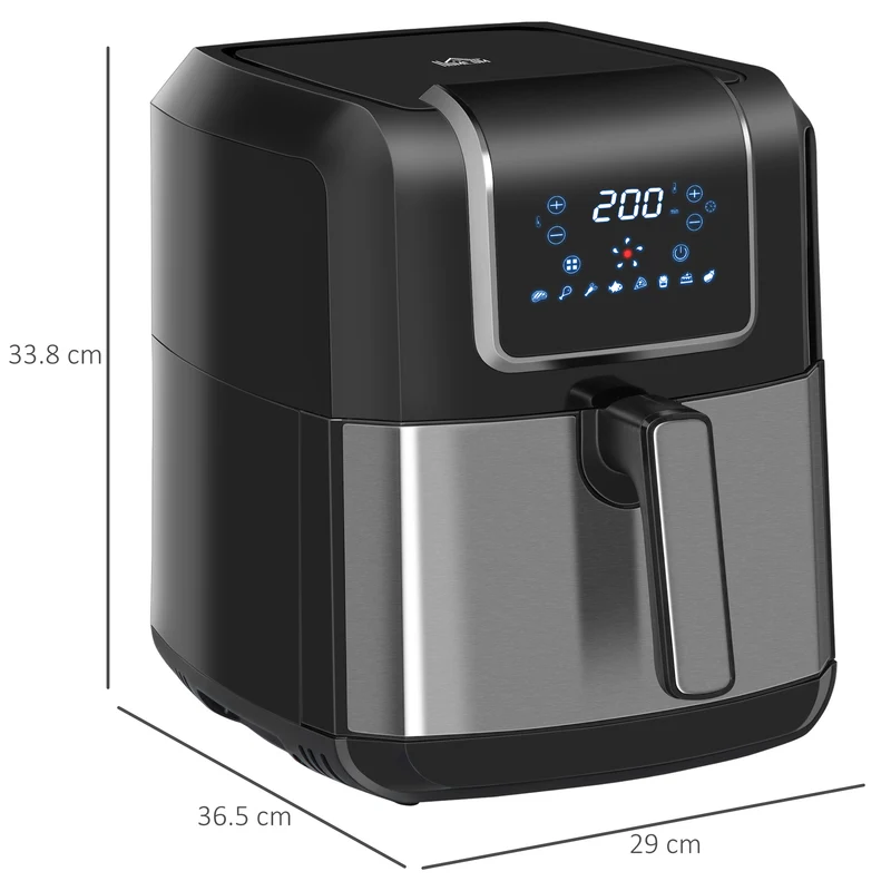 Friteuse à air Easycomfort 8 en 1, 6,5 litres, 1700 W, avec 12 programmes, accessoires et écran LED, noire