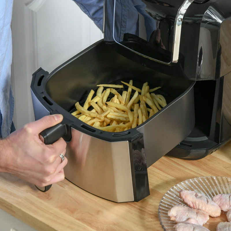 Friteuse à air Easycomfort 8 en 1, 6,5 litres, 1700 W, avec 12 programmes, accessoires et écran LED, noire