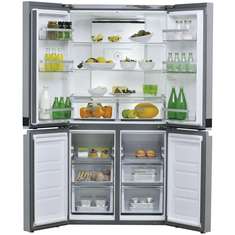 Réfrigérateur américain Whirlpool WQ9 B1L à 4 portes, No Frost, classe F (H 187,4 x L 90,9 x P 69,8 cm), 594 litres, éclairage LED, acier inoxydable