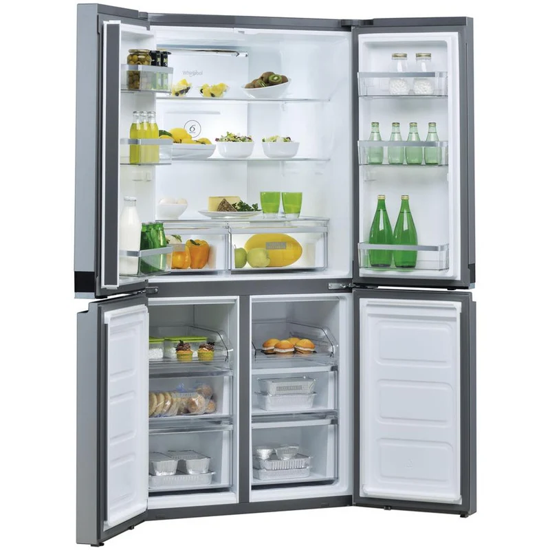 Réfrigérateur américain Whirlpool WQ9 B1L à 4 portes, No Frost, classe F (H 187,4 x L 90,9 x P 69,8 cm), 594 litres, éclairage LED, acier inoxydable