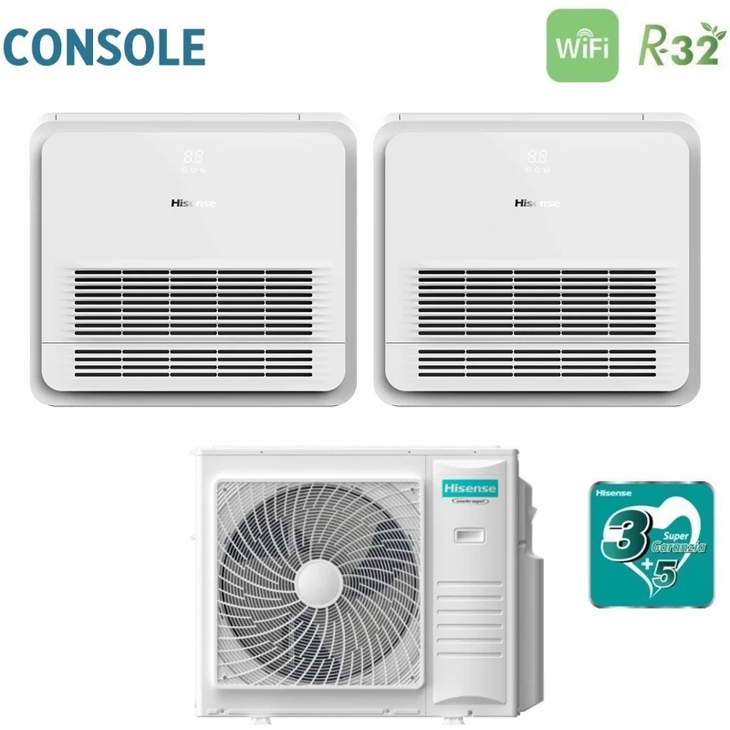 Climatiseur Hisense Dual Split Console 18+18 avec 5AMW105U4RQC R-32 Wi-Fi en option avec télécommande de série 18000+18000
