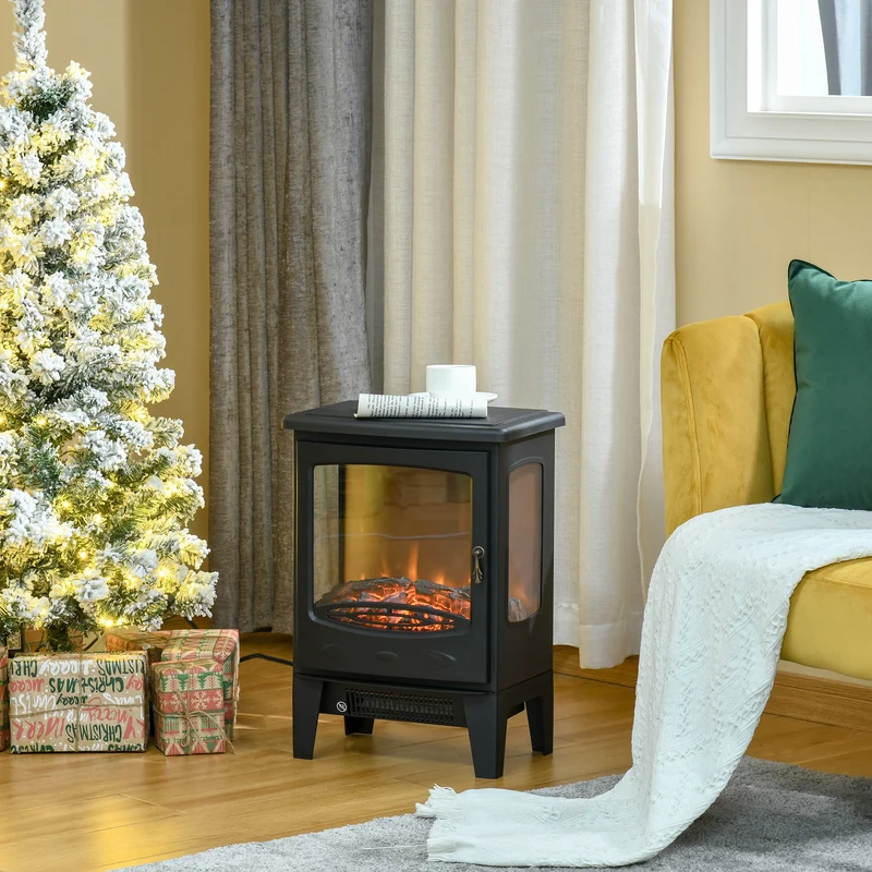 Cheminée électrique EasyComfort avec effet flamme, 3 côtés ouverts, température réglable, surface de chauffe 20-25 m² - Noir