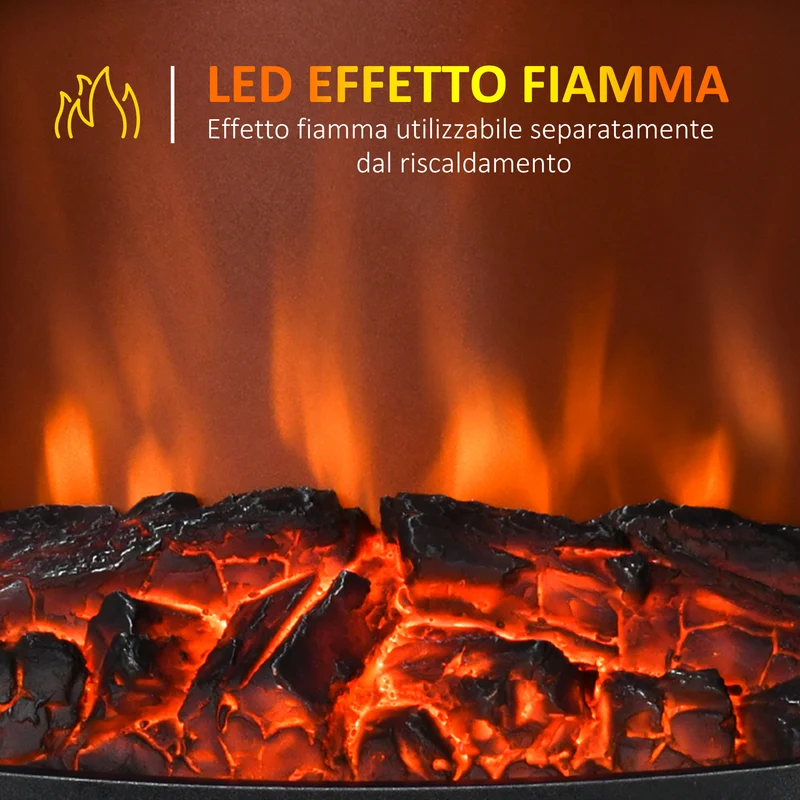 Cheminée électrique EasyComfort avec effet flamme, 3 côtés ouverts, température réglable, surface de chauffe 20-25 m² - Noir