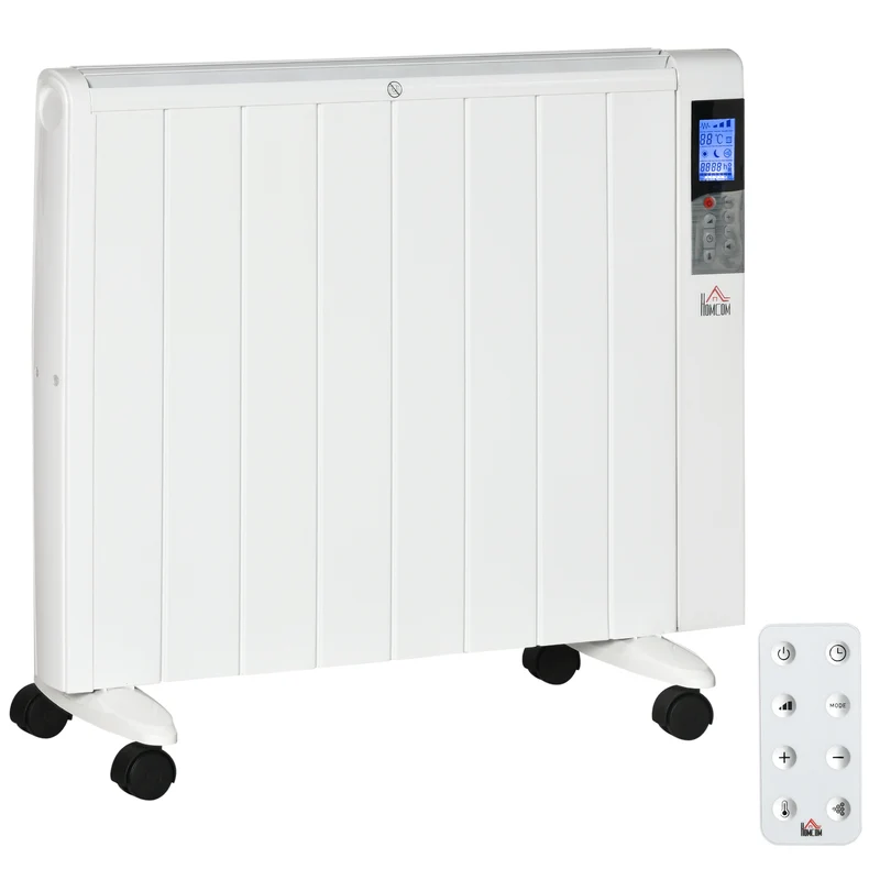 Chauffage d'appoint électrique Easycomfort 1000/2000 W avec minuterie et réglages de température pour pièces jusqu'à 15 m², 75 x 31 x 66,5 cm, blanc