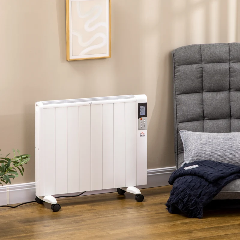 Chauffage d'appoint électrique Easycomfort 1000/2000 W avec minuterie et réglages de température pour pièces jusqu'à 15 m², 75 x 31 x 66,5 cm, blanc
