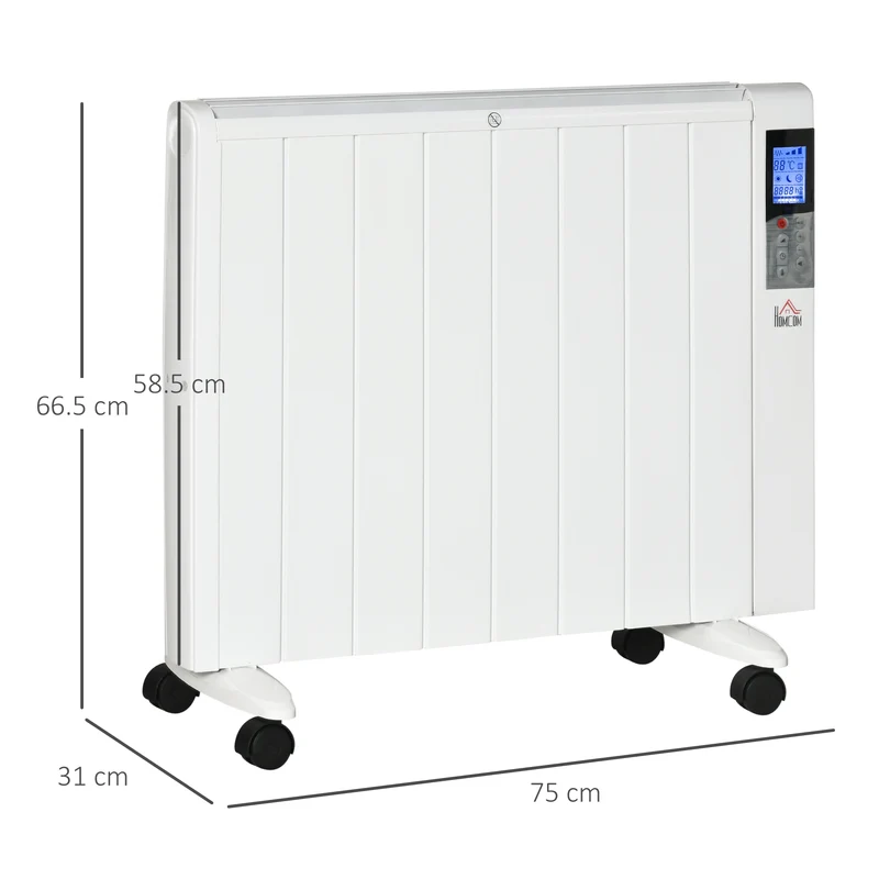 Chauffage d'appoint électrique Easycomfort 1000/2000 W avec minuterie et réglages de température pour pièces jusqu'à 15 m², 75 x 31 x 66,5 cm, blanc