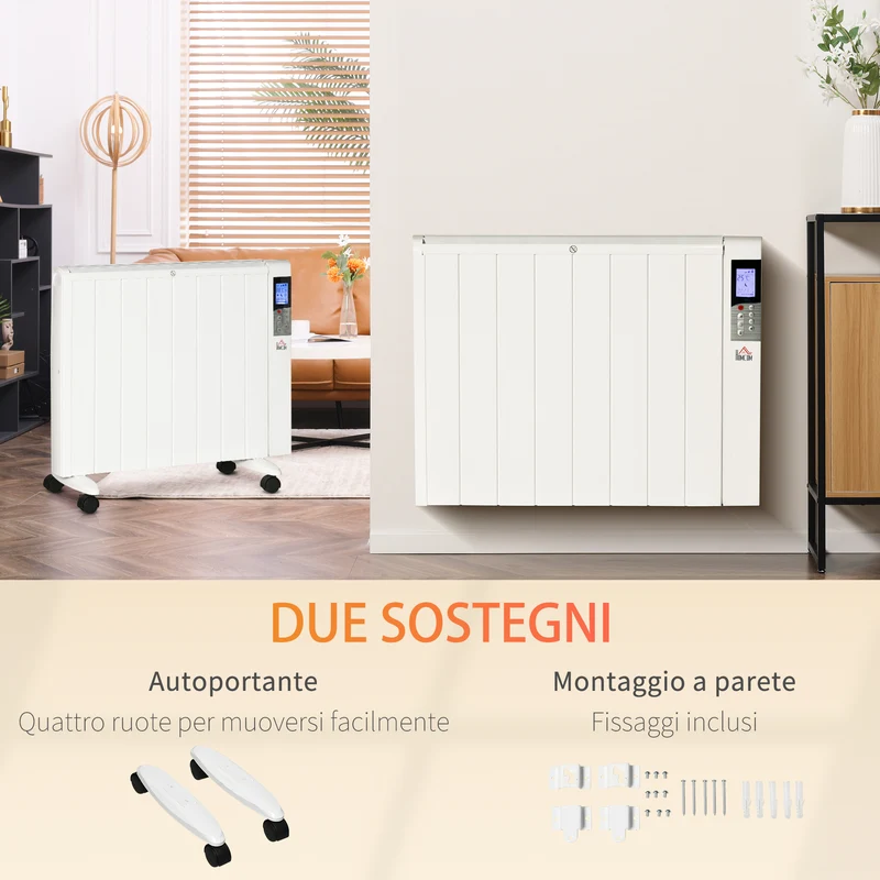 Chauffage d'appoint électrique Easycomfort 1000/2000 W avec minuterie et réglages de température pour pièces jusqu'à 15 m², 75 x 31 x 66,5 cm, blanc