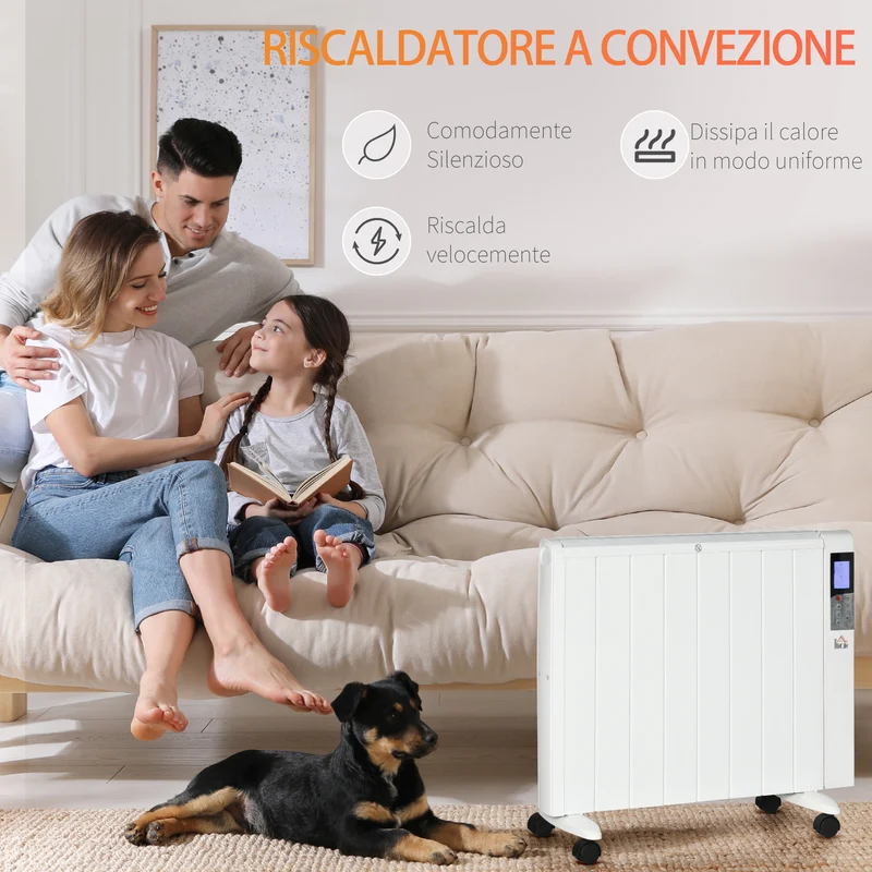 Chauffage d'appoint électrique Easycomfort 1000/2000 W avec minuterie et réglages de température pour pièces jusqu'à 15 m², 75 x 31 x 66,5 cm, blanc