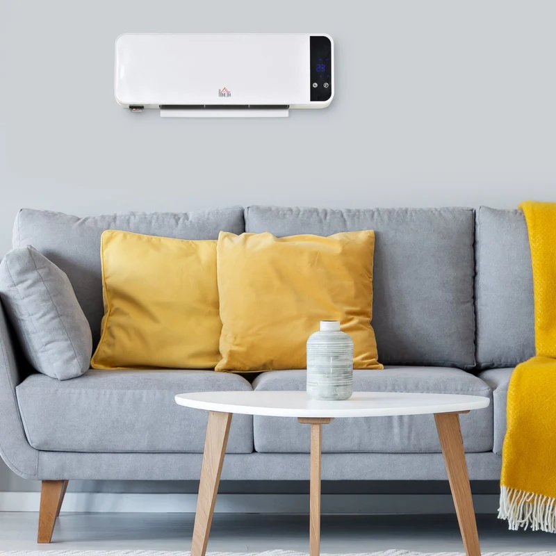 EASYCOMFORT Stufa Elettrica da Parete con Telecomando, Temperatura Regolabile e Timer - Bianco