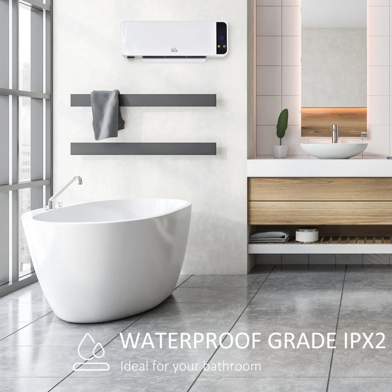 EASYCOMFORT Stufa Elettrica da Parete con Telecomando, Temperatura Regolabile e Timer - Bianco